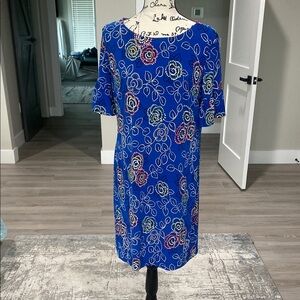Leslie Fay Floral Blue Dress Never worn